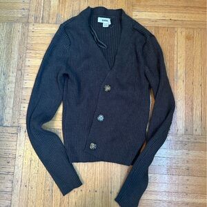 Garage dark green button up sweater